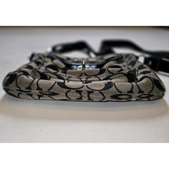 VTG Coach Purse Signature Stripe C Swingback Crossbody Bag Gray Black Zipper - Picture 8 of 13